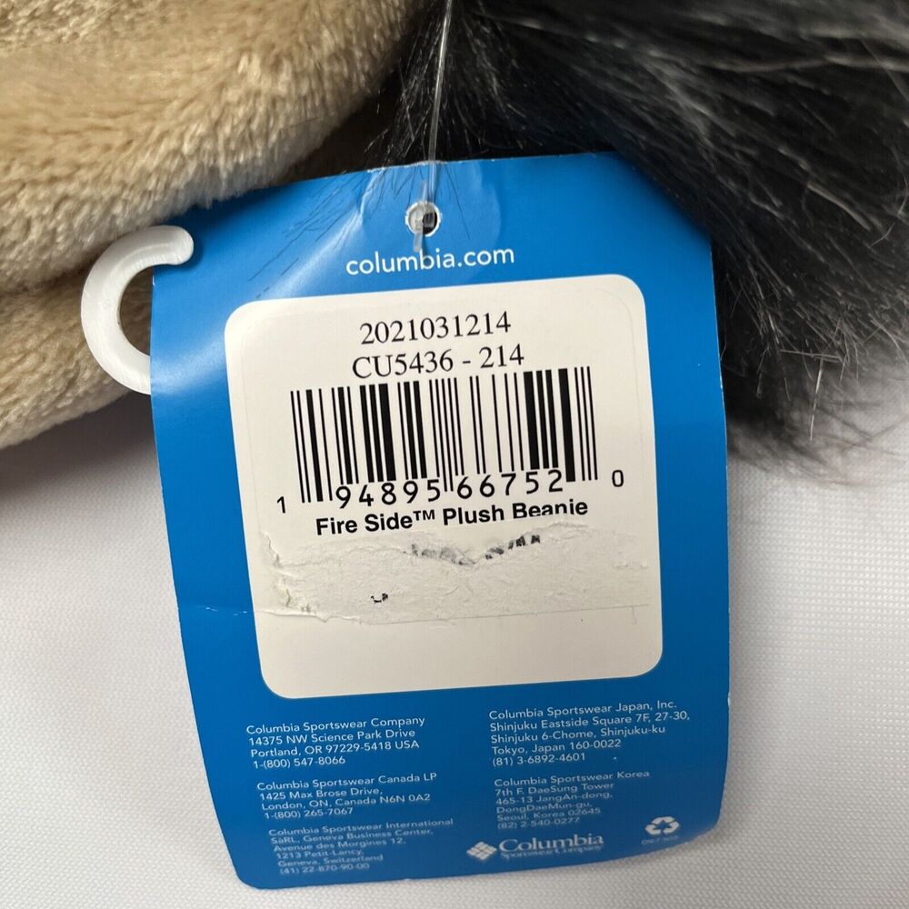 Columbia Unisex Beanie Hat Fire Side Size S/M Plush Fleece Faux Fur Pom Pom - Picture 3 of 6
